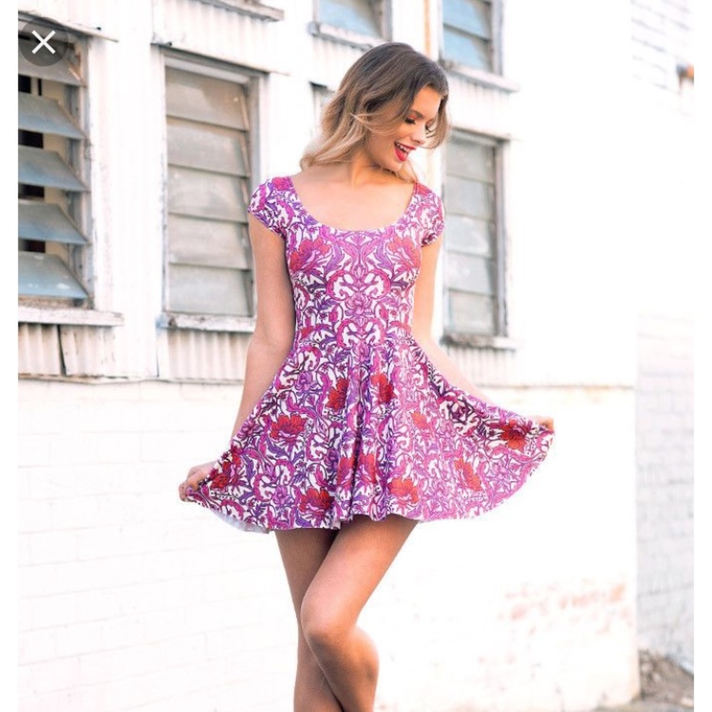 Blackmilk Bouquet Nouveau cap sleeve skater dress